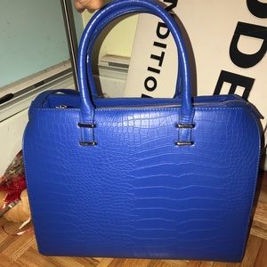 Royal Blue Faux Alligator Tote